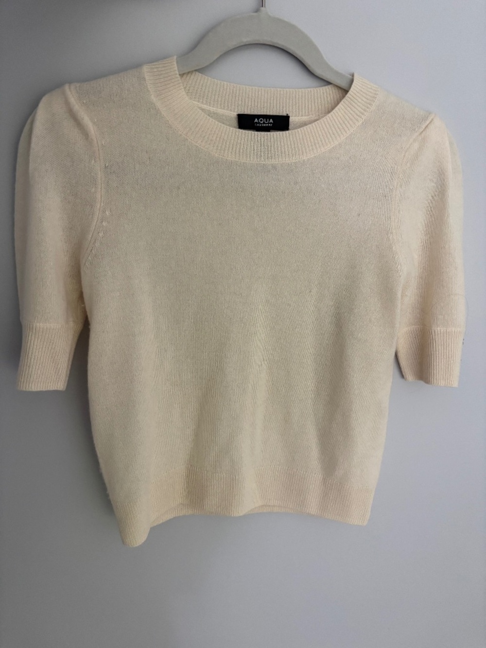 Aqua short sleeve cashmere sweater
